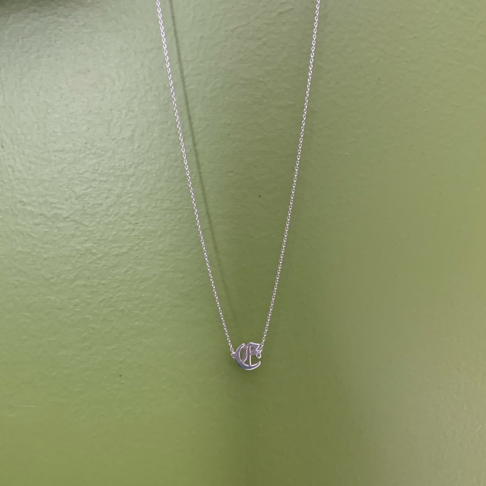 The Mjewelers silver gothic uppercase letter E initial choker, Eddie hellfire - Picture 6 of 6